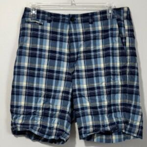 USED Men's Chaps Flat Front Shorts Color Blue and Yellow Size 34